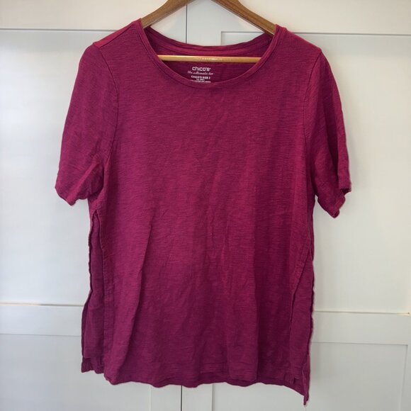 Chico's Women's Ultimate Tee Short Sleeve Coral Size: 2 US: Large fuchsia - Picture 1 of 13